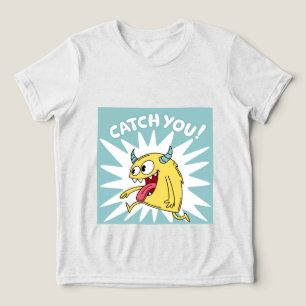 Cartoon Yellow Monster Running – Catch You Tri-Blend Shirt
