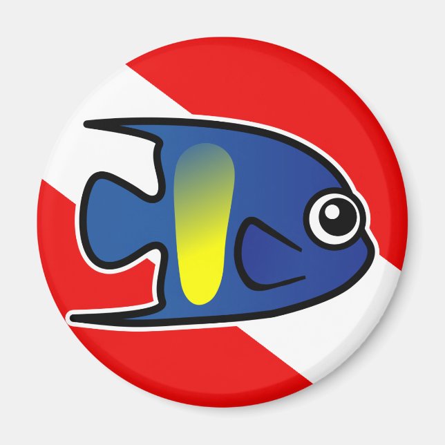 Cartoon Yellowbar Angelfish Dive Flag Magnet (Front)