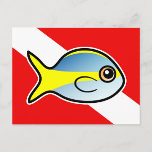 Cartoon Yellowtail Snapper Dive Flag Postcard