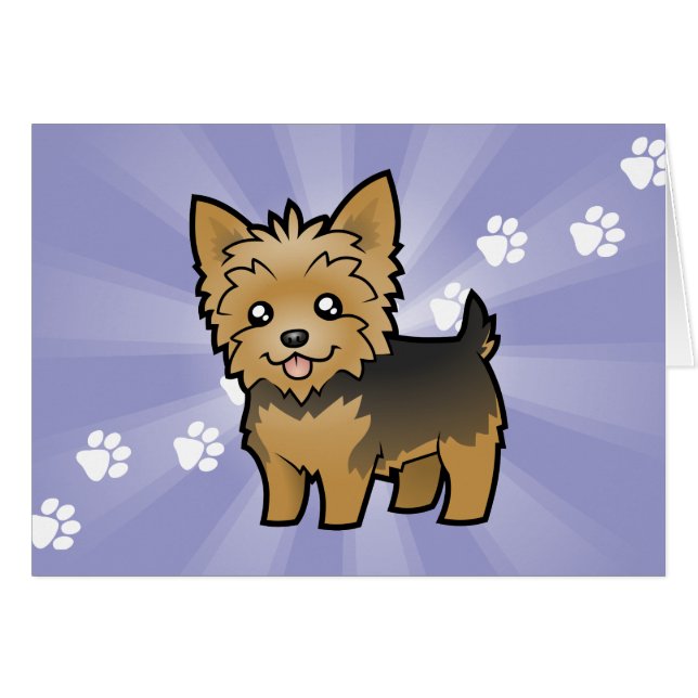 Cartoon Yorkshire Terrier (short hair no bow) (Front Horizontal)