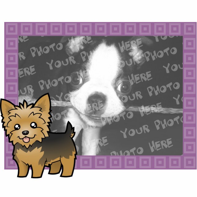 Cartoon Yorkshire Terrier (short hair no bow) Photo Sculpture Magnet (Front)