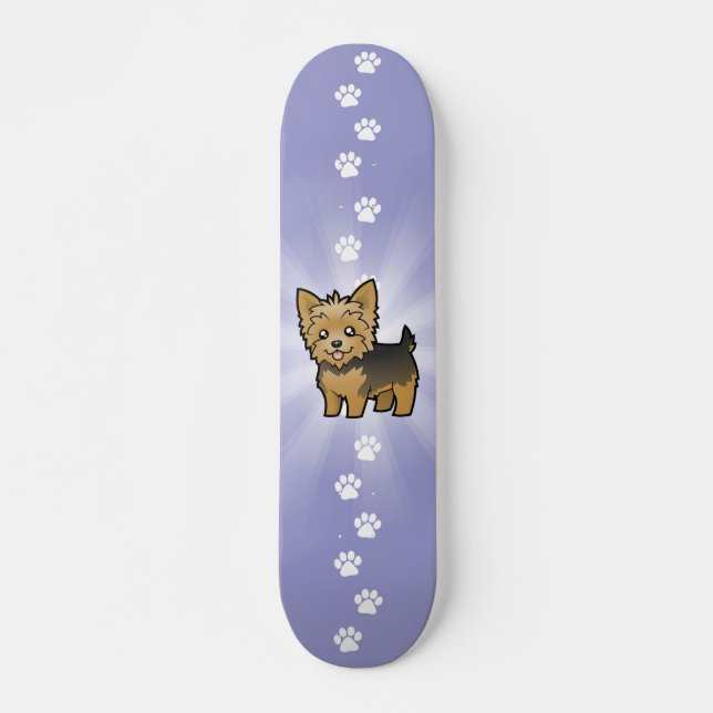 Cartoon Yorkshire Terrier (short hair no bow) Skateboard (Front)