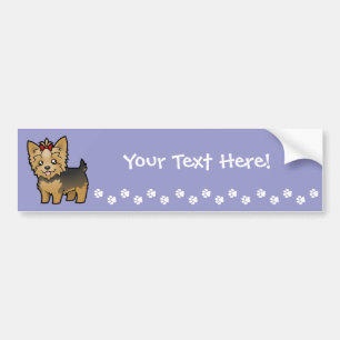 Cartoon Yorkshire Terrier (short hair with bow) Bumper Sticker