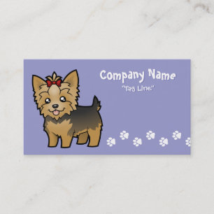 Cartoon Yorkshire Terrier (short hair with bow) Business Card