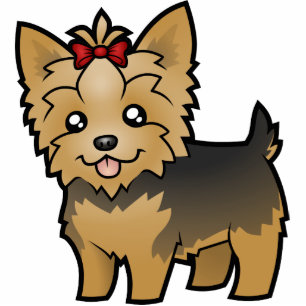 Cartoon Yorkshire Terrier (short hair with bow) Photo Sculpture Magnet