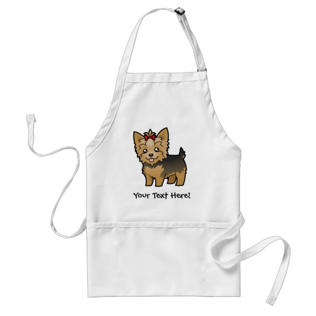 Cartoon Yorkshire Terrier (short hair with bow) Standard Apron (Front)