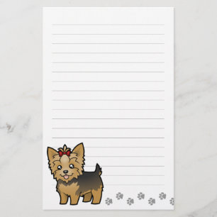 Cartoon Yorkshire Terrier (short hair with bow) Stationery