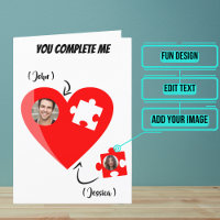 Cartoon You Complete Me Puzzle Heart Birthday