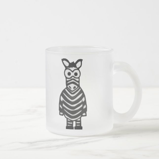 Cartoon Zebra Frosted Glass Coffee Mug (Right)