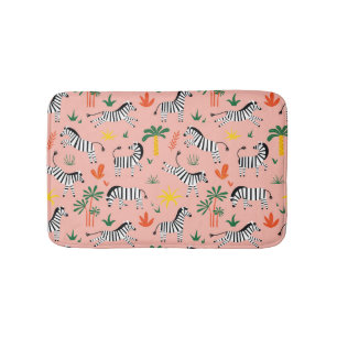 Cartoon Zebras Funny Seamless Pattern Bath Mat