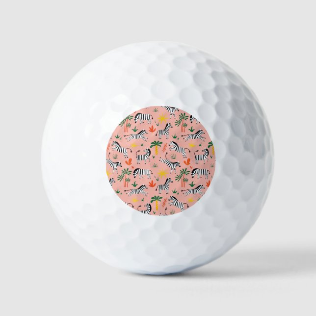 Cartoon Zebras Funny Seamless Pattern Golf Balls (Front)