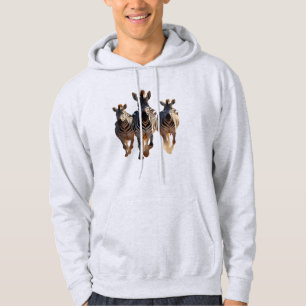 Cartoon Zebras on the Run – Playful Savannah Hoodie