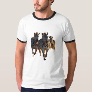 Cartoon Zebras on the Run – Playful Savannah T-Shirt