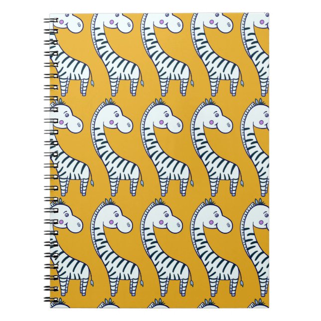 Cartoon zebras: yellow background pattern. notebook (Front)