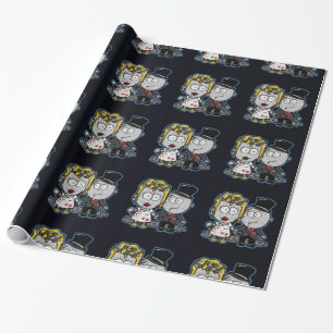 Cartoon Zombie bride and groom wedding gift wrap