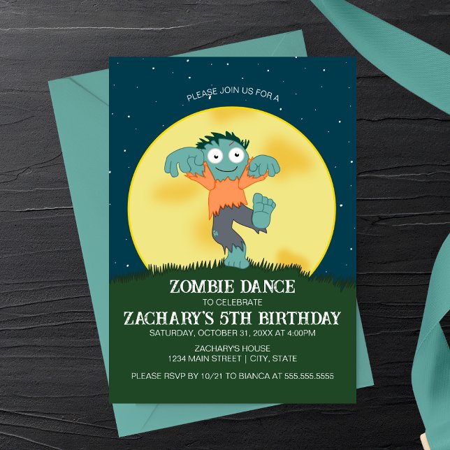 Cartoon Zombie Dance Birthday Invitation (Creator Uploaded)