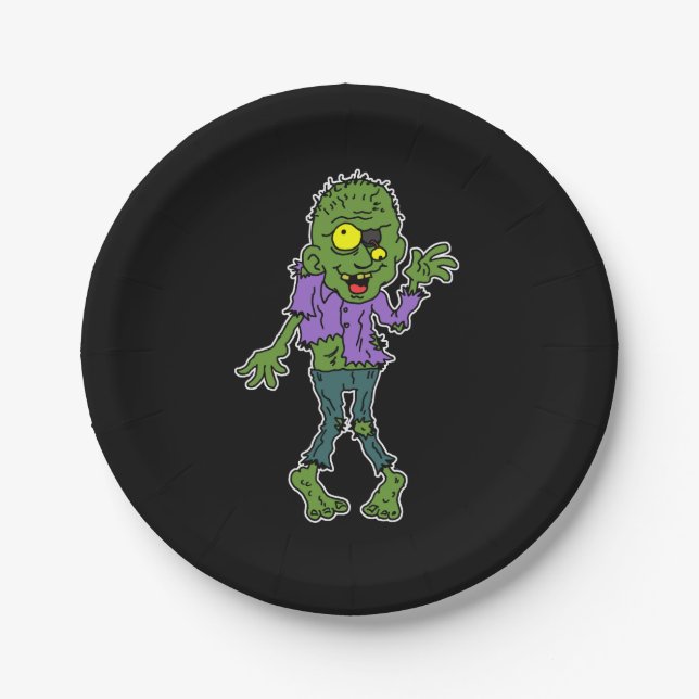 Cartoon Zombie Halloween Party Paper Plate (Front)
