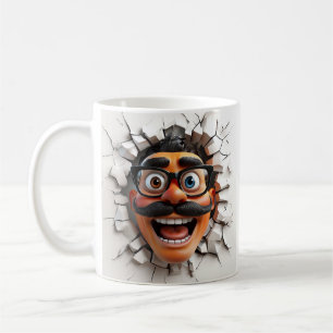 Cartoonish Face With Moustache appear Breaking wal Coffee Mug