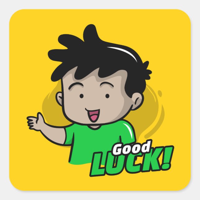 Cartoonish Good Luck  Square Sticker (Front)