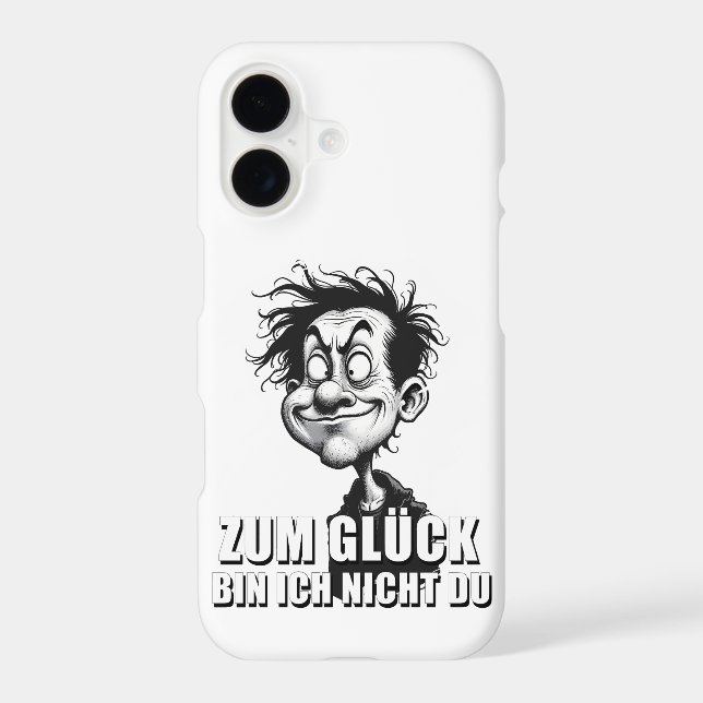 Cartoonkunst mit „Zum Glück…“-Zitat (Back)