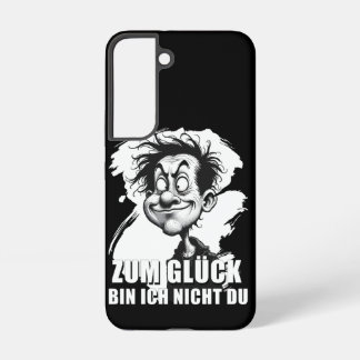 Cartoonkunst mit „Zum Glück…“-Zitat Samsung Galaxy Case