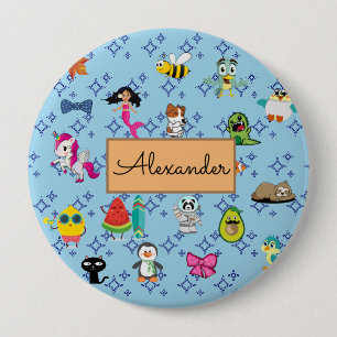 Cartoons sparkles cute blue kids cartoons    10 cm round badge