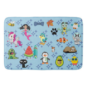 Cartoons sparkles cute blue kids cartoons bath mat