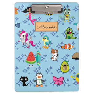Cartoons sparkles cute blue kids cartoons clipboard
