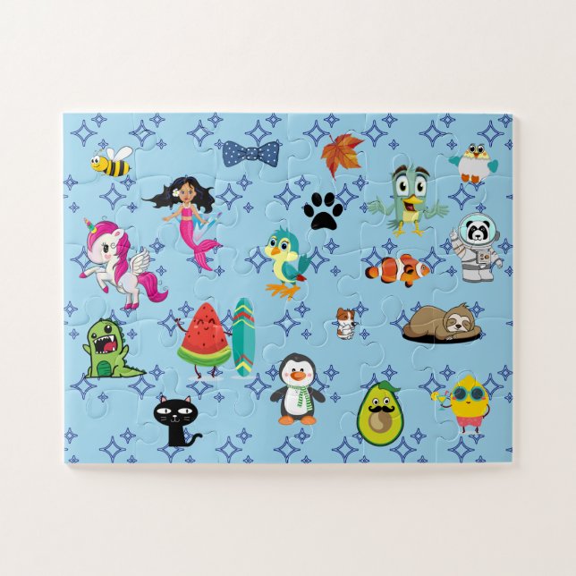 Cartoons sparkles cute blue kids cartoons  jigsaw puzzle (Horizontal)