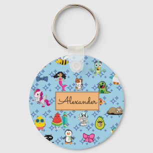 Cartoons sparkles cute blue kids cartoons key ring