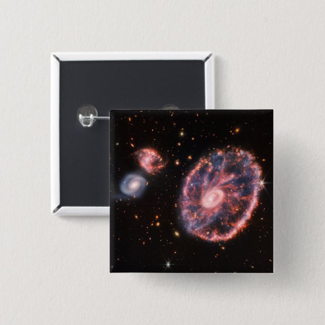 Cartwheel Galaxy, James Webb Space Telescope 15 Cm Square Badge (Front & Back)