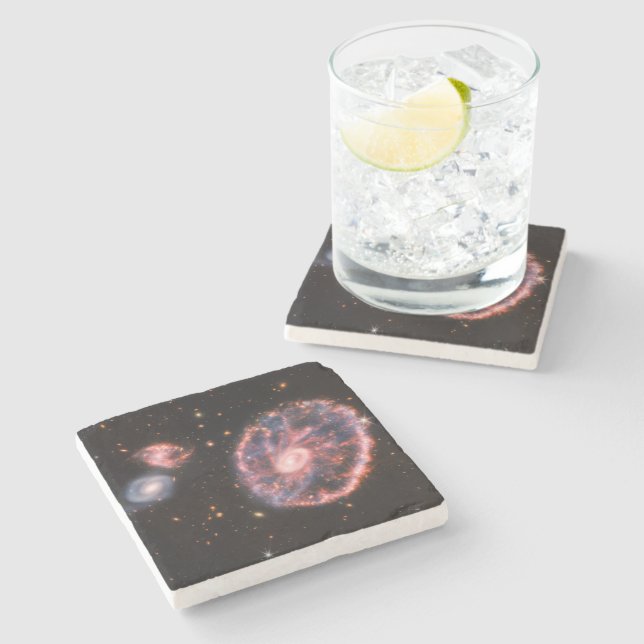 Cartwheel Galaxy, James Webb Space Telescope Stone Coaster (Side)