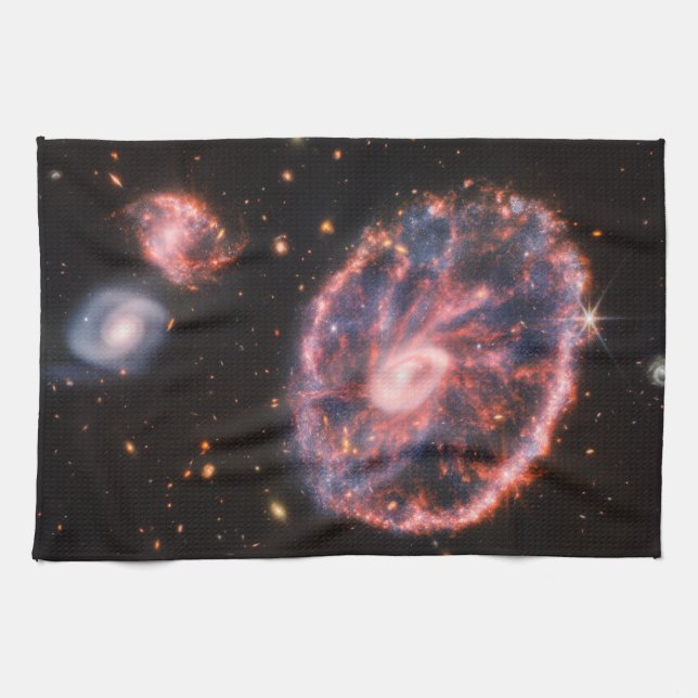 Cartwheel Galaxy, James Webb Space Telescope Tea Towel (Horizontal)
