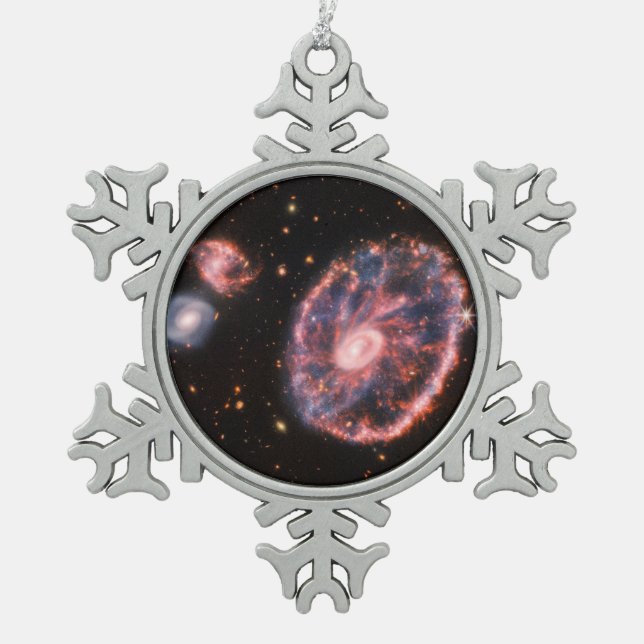Cartwheel Galaxy JWST James Webb Space Telescope Snowflake Pewter Christmas Ornament (Front)