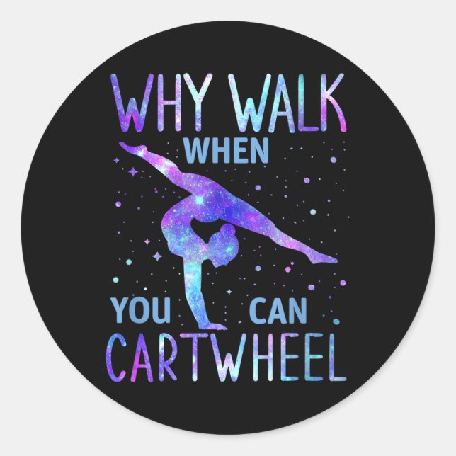 Cartwheel Gymnast Girl  Classic Round Sticker (Front)