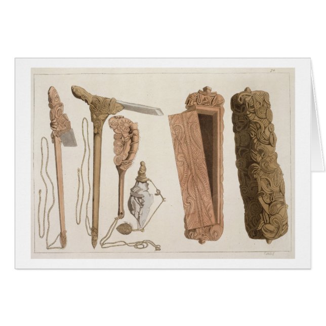 Carved and decorated Aboriginal tools, illustratio (Front Horizontal)