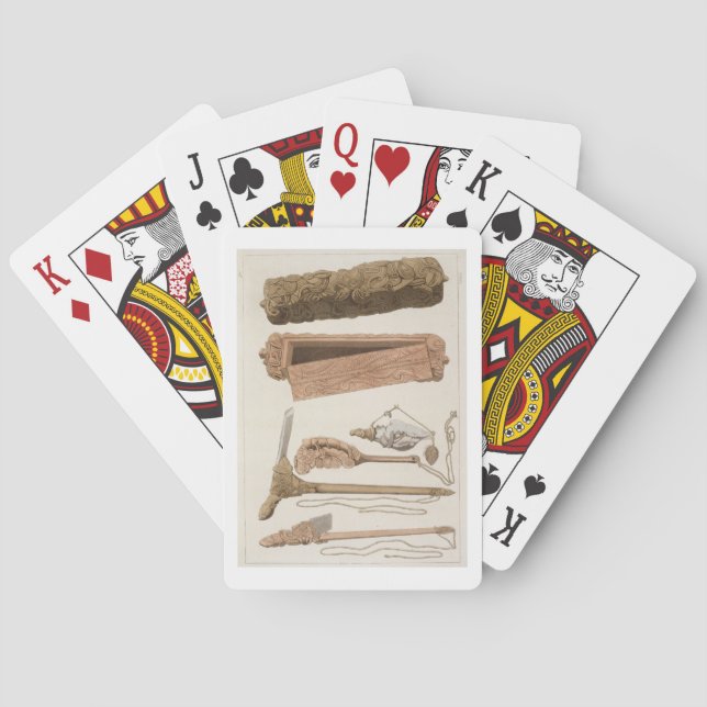 Carved and decorated Aboriginal tools, illustratio Playing Cards (Back)