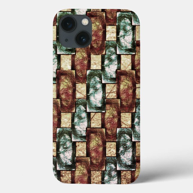 Carved and spotted brown green rectangular pieces Case-Mate iPhone case (Back)