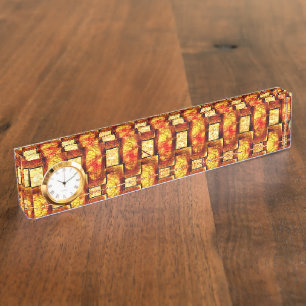 Carved and stained brown orange rectangular plates