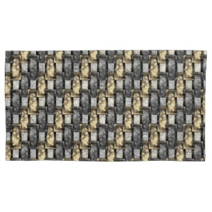 Carved and stained grey golden rectangular pieces pillowcase