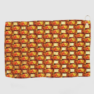 Carved and stained orange brown rectangular plates golf towel