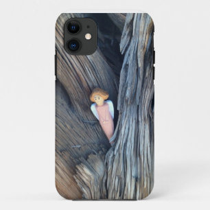 Carved angel in tree iphone case