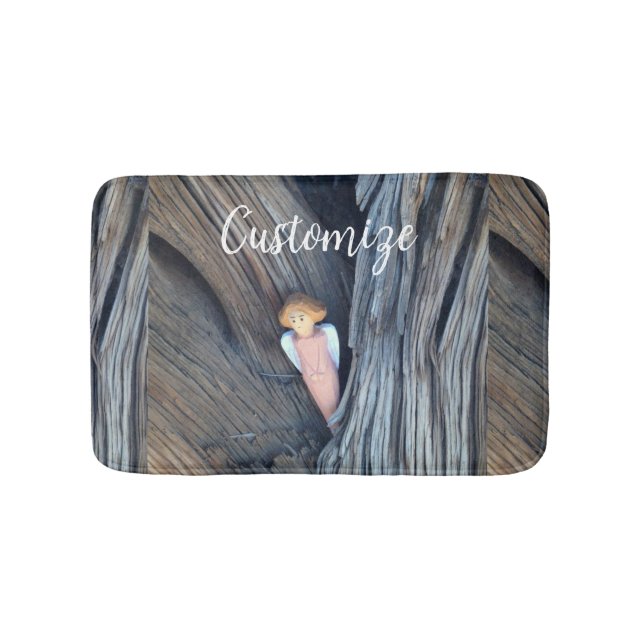 Carved angel in tree Thunder Cove Bath Mat (Front)