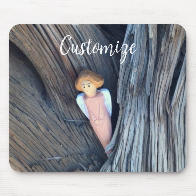 Carved angel in tree Thunder Cove Mouse Mat (Front)