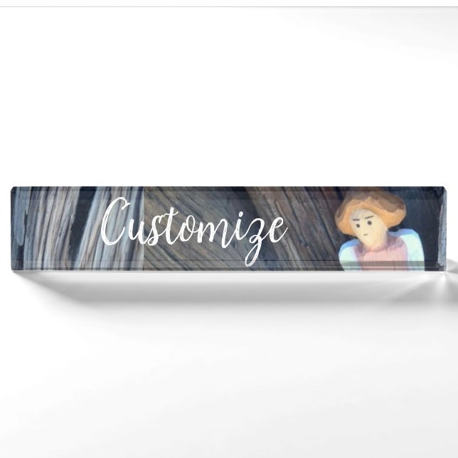 Carved angel in tree Thunder Cove Nameplate (Front)