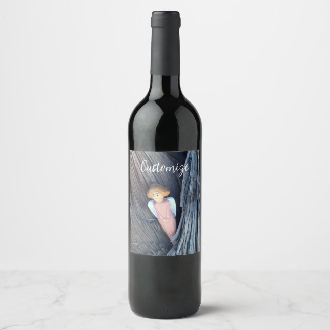 Carved angel in tree Thunder Cove Wine Label (Front)