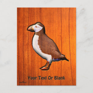 Carved Atlantic Puffin Holiday Postcard