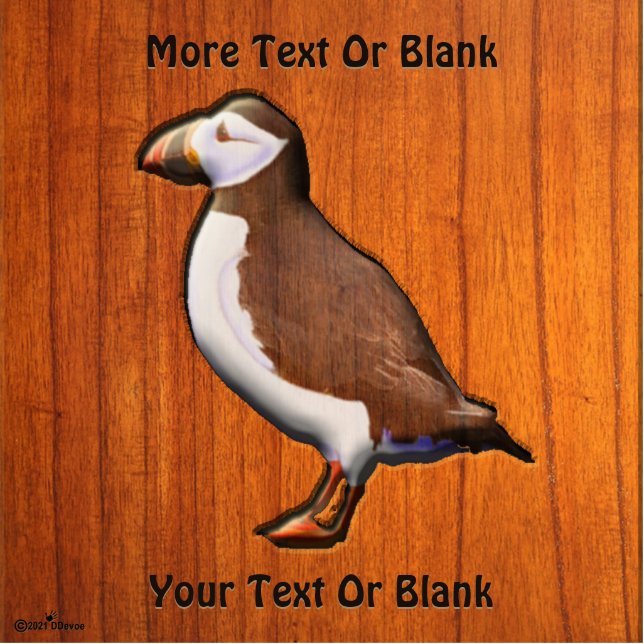 Carved Atlantic Puffin Standing Photo Sculpture (Front)