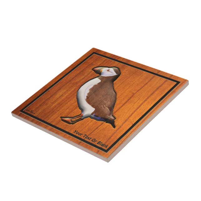 Carved Atlantic Puffin Tile (Side)
