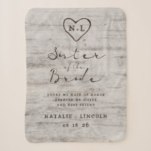 Carved Birch Sister of the Bride Heartfelt Quote Sherpa Blanket